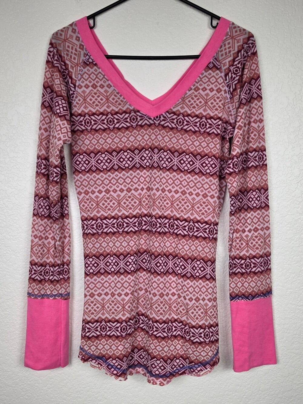 Free People Vintage Pink Nordic Henley